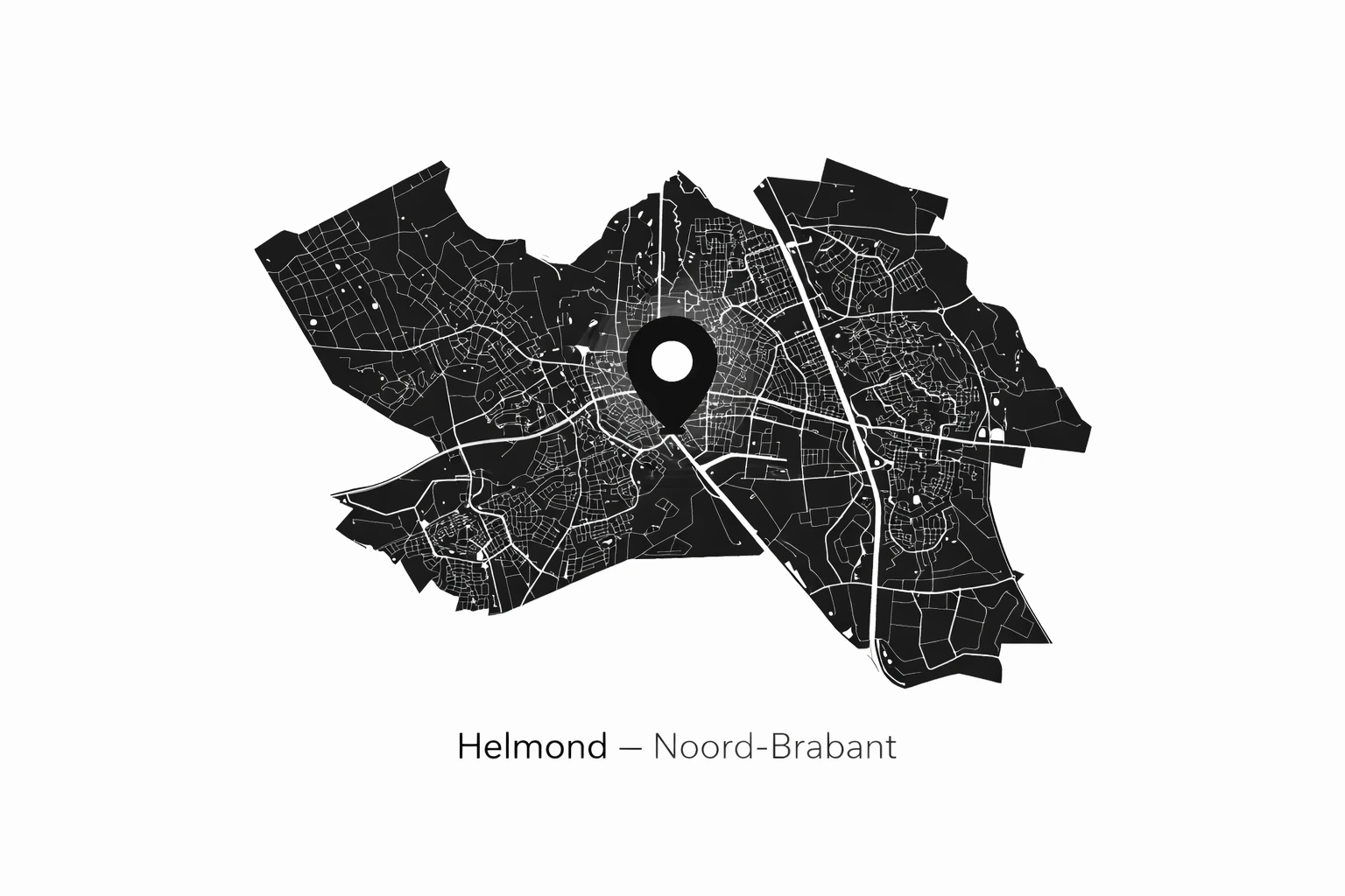 Grayscale kaartvisual van Helmond